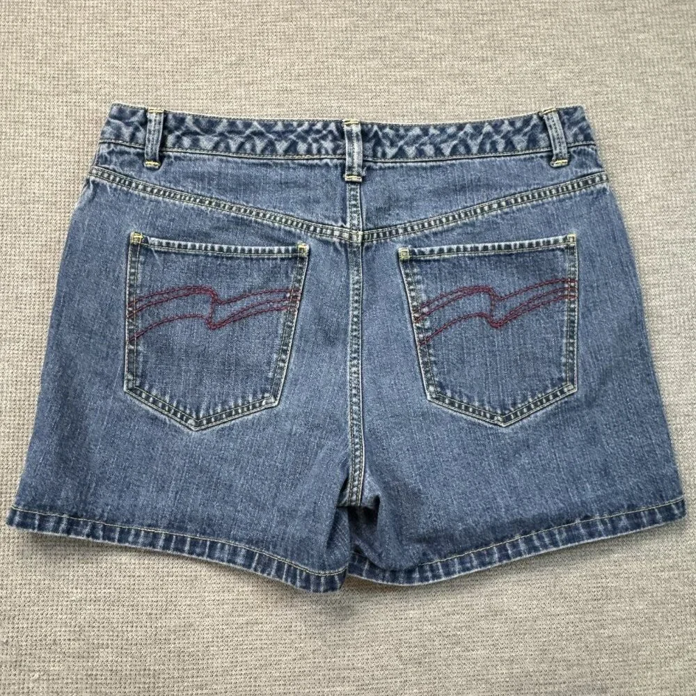 Tommy Hilfiger Womens Shorts Blue Denim Cotton Medium Wash Slash Pocket Size 12 - Picture 2 of 12